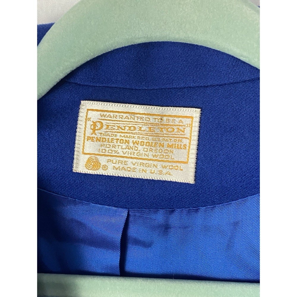 Vintage Pendleton Women Sz 14 Royal Blue 100% Wool Blazer Jacket Gold Button USA - Picture 2 of 6